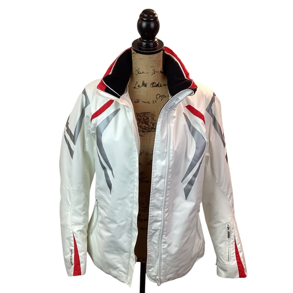 Descente Deluxe Ski Snowboard Jacket White Red Silver